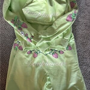 Dauphinette Green Strawberry Print Women's Set